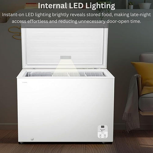 Teknix CH297 - White 300L Chest Freezer - Garage Safe - Digital Temperature Control - E Energy Rating