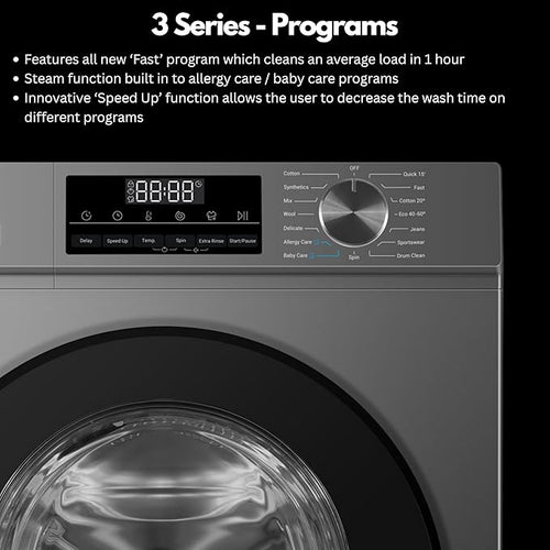 Teknix TK3W1014XS - Silver 10KG Washing Machine - 1400 RPM - A energy