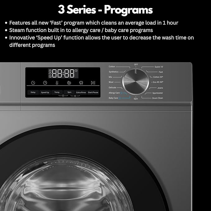 Teknix TK3W1014XS - Graphite 10KG Washing Machine - 1400 RPM - A energy