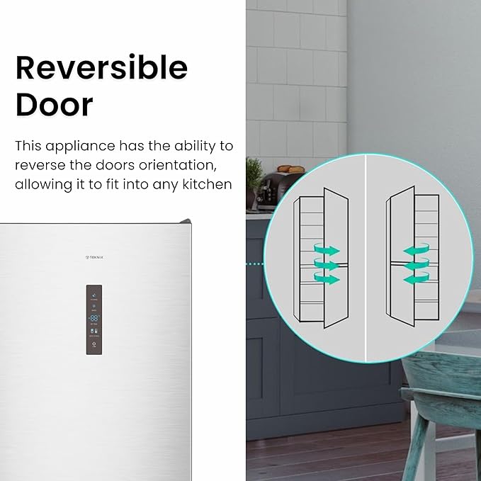 Teknix FFH1860X - Stainless steel Freestanding 60/40 Frost Free Fridge Freezer - E energy