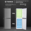 Teknix STF1725X - Inox 50/50 Fridge Freezer - 138L Fridge/110L Freezer - E Rated