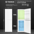 Teknix STF1725W - White Fridge Freezer - 248 Litres - E Energy Rating