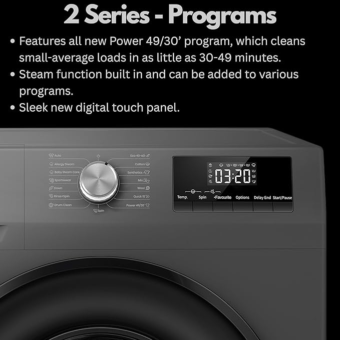 Teknix TK2W814HS - Titanium 8KG Washing Machine - 1400 RPM - A energy