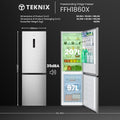 Teknix FFH1860X - Stainless steel Freestanding 60/40 Frost Free Fridge Freezer - E energy