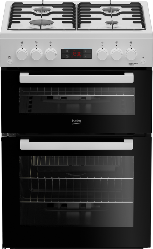 Beko KTG613 - White 60cm Gas Cooker - Twin Cavity - A+ Energy