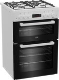 Beko KTG613 - White 60cm Gas Cooker - Twin Cavity - A+ Energy