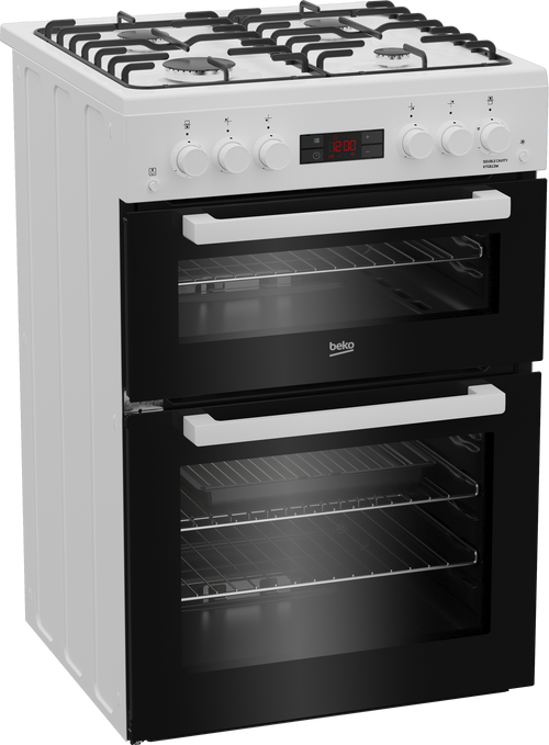 Beko KTG613 - White 60cm Gas Cooker - Twin Cavity - A+ Energy