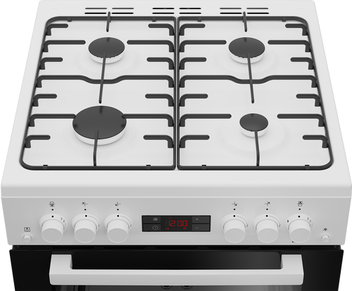 Beko KTG613 - White 60cm Gas Cooker - Twin Cavity - A+ Energy