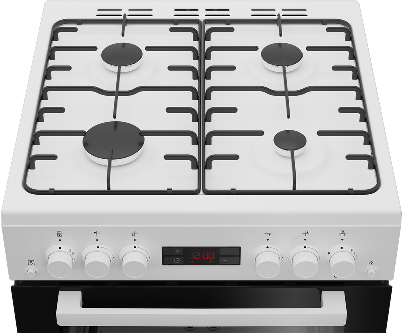 Beko KTG613 - White 60cm Gas Cooker - Twin Cavity - A+ Energy