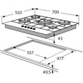Amica AGVH7300BL - Gas on Glass 5 Zone Gas Hob