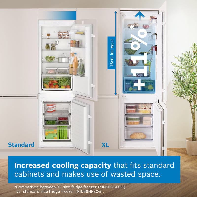 Bosch Series 2 KIN96NSE0G - White 290L Integrated 60/40 Split Fridge Freezer - Sliding Door - E Energy