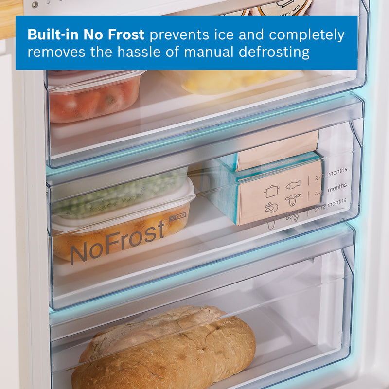Bosch Series 2 KIN96NSE0G - White 290L Integrated 60/40 Split Fridge Freezer - Sliding Door - E Energy