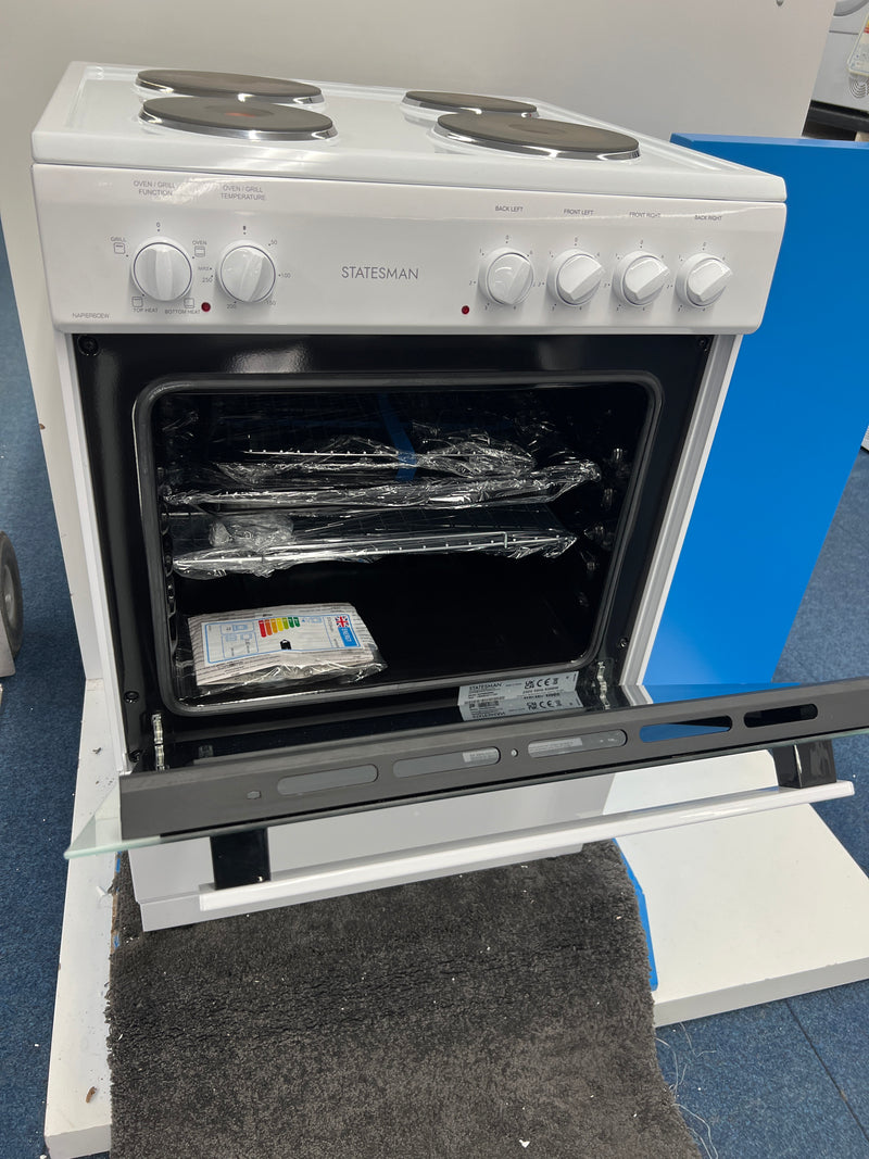 Statesman NAPIER60EW - White 4 Zone Electric Cooker - A energy - Unboxed