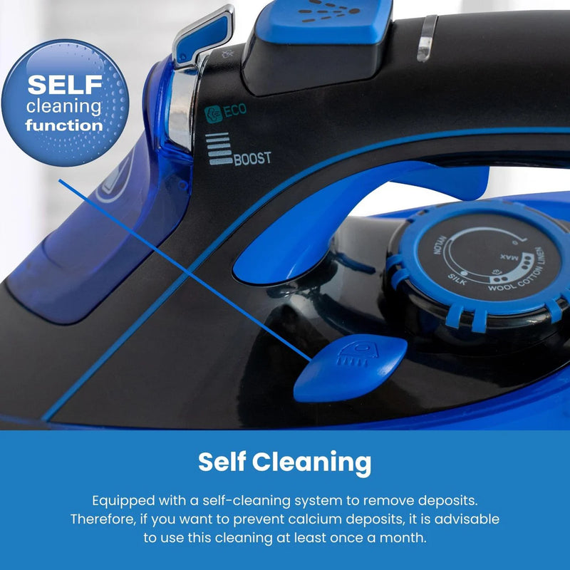 Hamilton Beach HB608BB - Black/Blue Steam Iron - 3000W SteamMax - A Energy