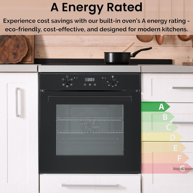 Teknix  BITK264ESB - Black Single Oven - 70L Capacity - A Energy Rating