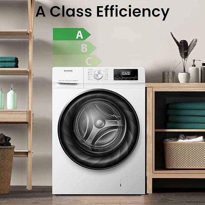 Teknix TKW12142HW - White Freestanding 12KG Washing Machine - 1400 RPM - A energy