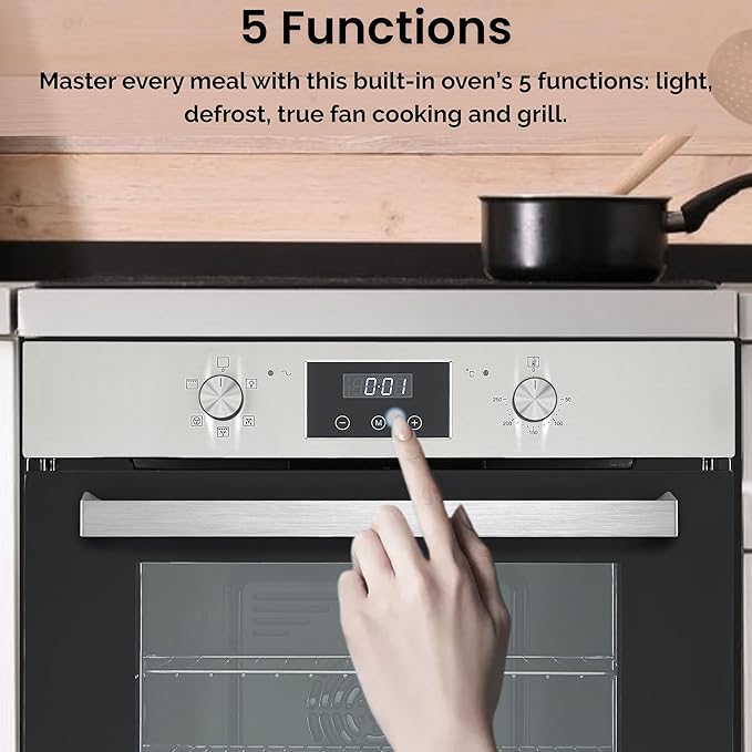 Teknix BITK264ESX - Stainless Steel Single Oven - 70L Capacity - A Energy Rating - Display