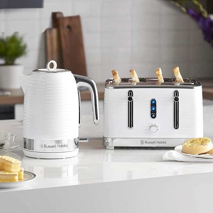 Russell Hobbs 24380 - White 4 Slice Toaster - Extra Wide Slots - 6 Browning Levels