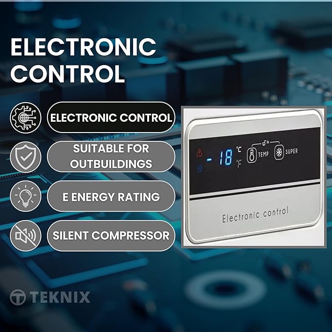 Teknix CH142 - White Freezer - Garage Safe - E energy - Display