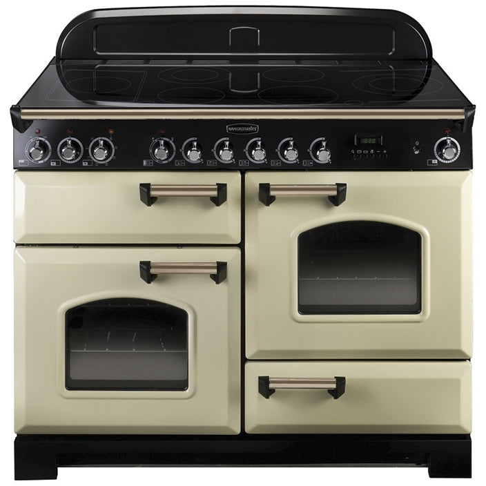 Rangemaster Classic Deluxe CDL110ECCR/B - Cream/Brass 110cm Range Cooker - Ceramic - A Energy Rated