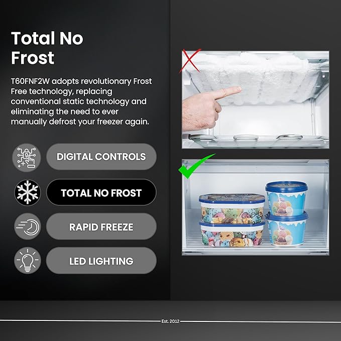 Teknix T60FNF2W - White Freestanding Frost Free Freezer - Garage Safe - E energy