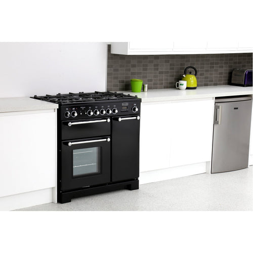 Rangemaster Kitchener KCH90DFFBL/C - Black Dual Fuel Range Cooker - 90cm - A Rated