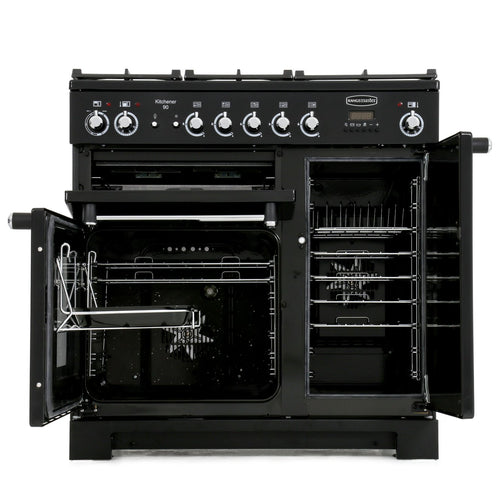 Rangemaster Kitchener KCH90DFFBL/C - Black Dual Fuel Range Cooker - 90cm - A Rated