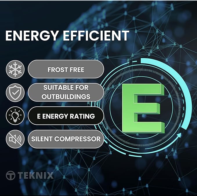 Teknix TFF1435X - Silver Freestanding Frost Free Freezer - Garage Safe - E energy