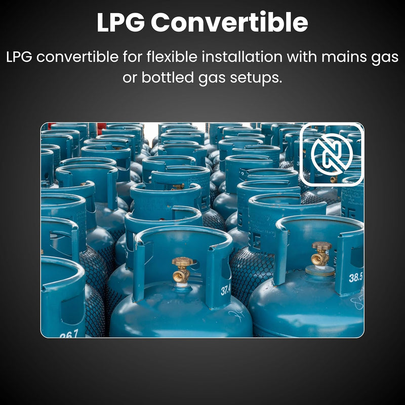 Teknix TKGD60B - Black Double Oven Gas Cooker - 60cm - Energy Rating A