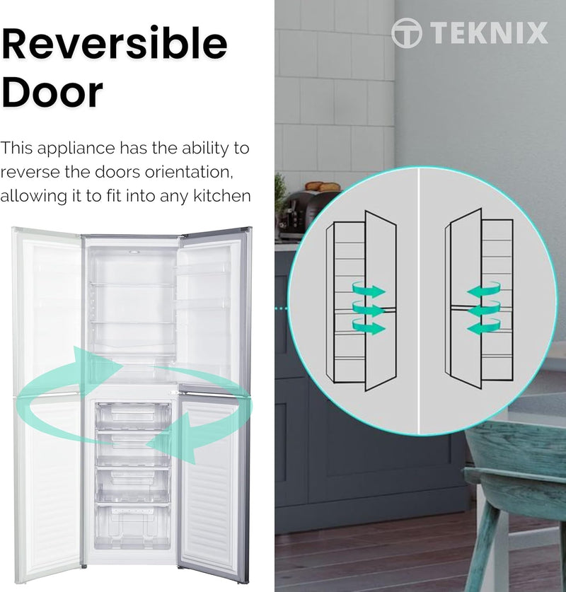 Teknix STF1725X - Inox 50/50 Fridge Freezer - 138L Fridge/110L Freezer - E Rated