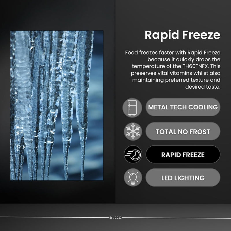 Teknix TH60TNFX - Silver Freestanding Frost Free Freezer - Garage Safe  - E energy