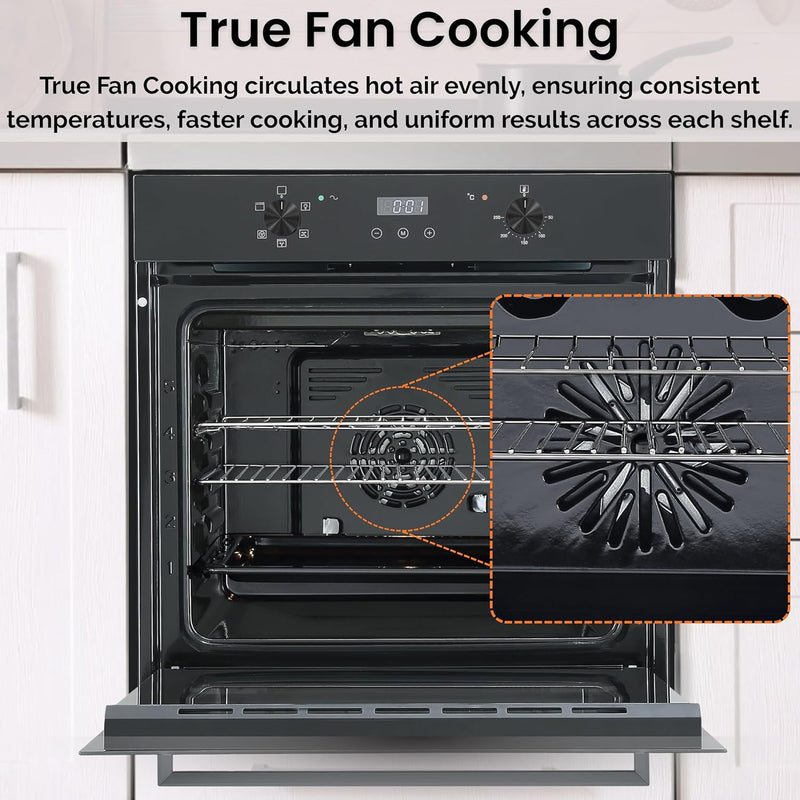 Teknix  BITK264ESB - Black Single Oven - 70L Capacity - A Energy Rating