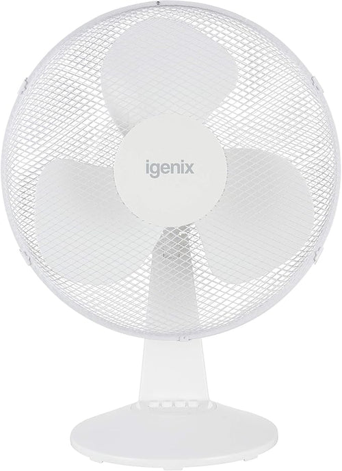 Igenix DF1610 - White 50W Portable Desk Fan - 16 Inch - 3 Speed Settings - Oscillating