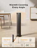 Midea MHF202RSBPK - Black 2000W Ceramic Tower Heater - 75° Oscillation - 24-Hour Timer