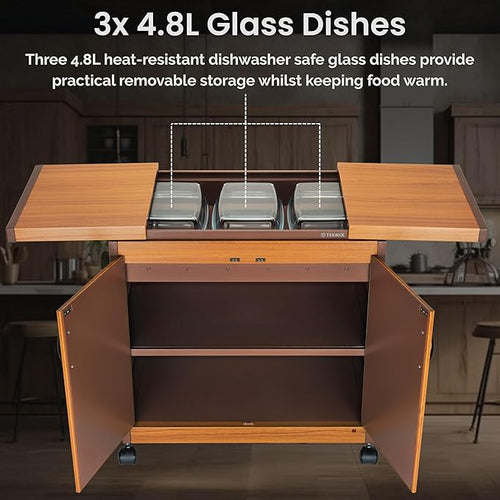 Teknix TK2HOSTT - Teak Food Trolley Warming Drawer