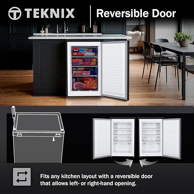 Teknix UC55F5S - Silver Undercounter Freezer - Garage Safe - 91 Litres - E Energy