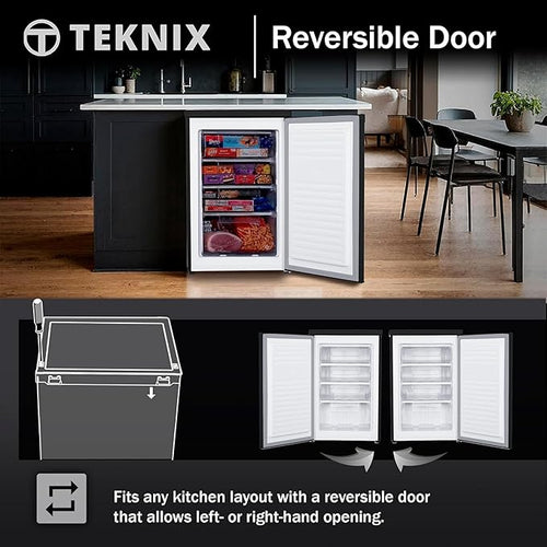 Teknix UC55F5B - Black Freezer - Under Counter Freezer - Garage Safe - E energy