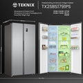 Teknix TX2SBS1791PS - Silver American Fridge Freezer - 530L - Side-by-Side - Frost Free - E Energy
