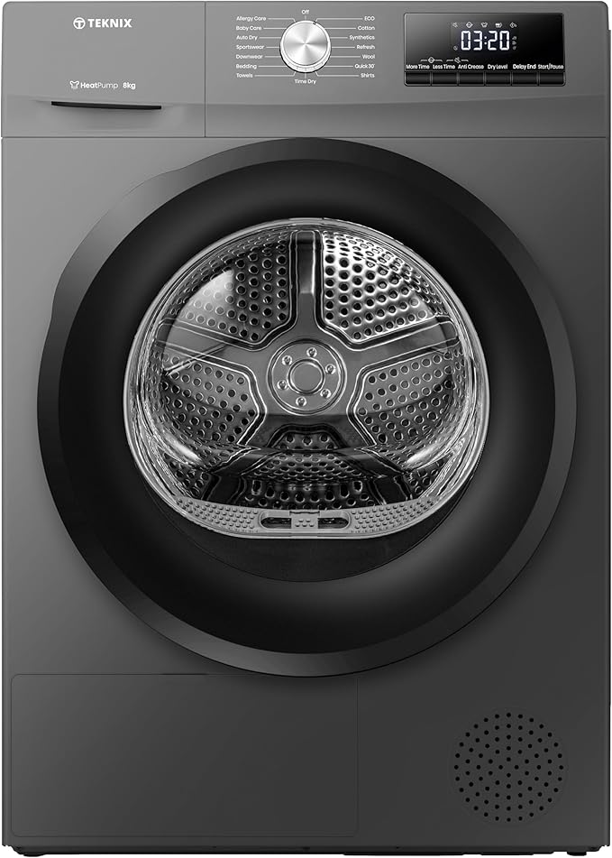 Teknix TKHP8HS - Titanium 8KG Heat Pump Tumble Dryer - E Energy - Display