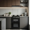 Teknix TKGD50B - Black 50cm Freestanding Gas Cooker - Double Oven & 4 Burner Hob - A+ Energy Rated