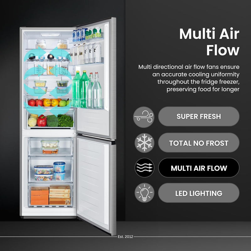 Teknix FFH1860X - Stainless steel Freestanding 60/40 Frost Free Fridge Freezer - E energy