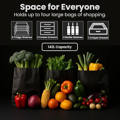 Teknix STF1448B - Black Fridge Freezer - 144cm - E Energy Rating