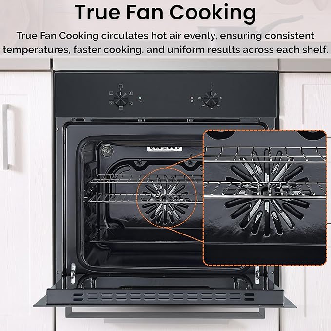 Teknix BITK263ESB - Black 55L Single Oven - Slim Depth - A Energy