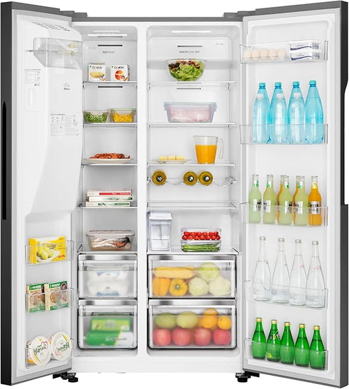 Teknix THSBS1791INBIX - Black American Fridge Freezer - Non-plumbed - E energy