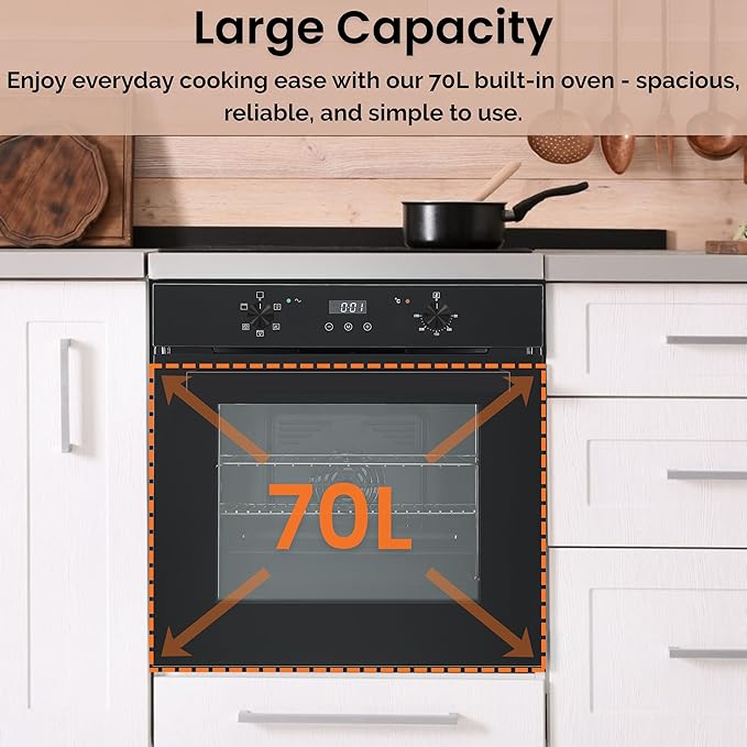 Teknix  BITK264ESB - Black Single Oven - 70L Capacity - A Energy Rating