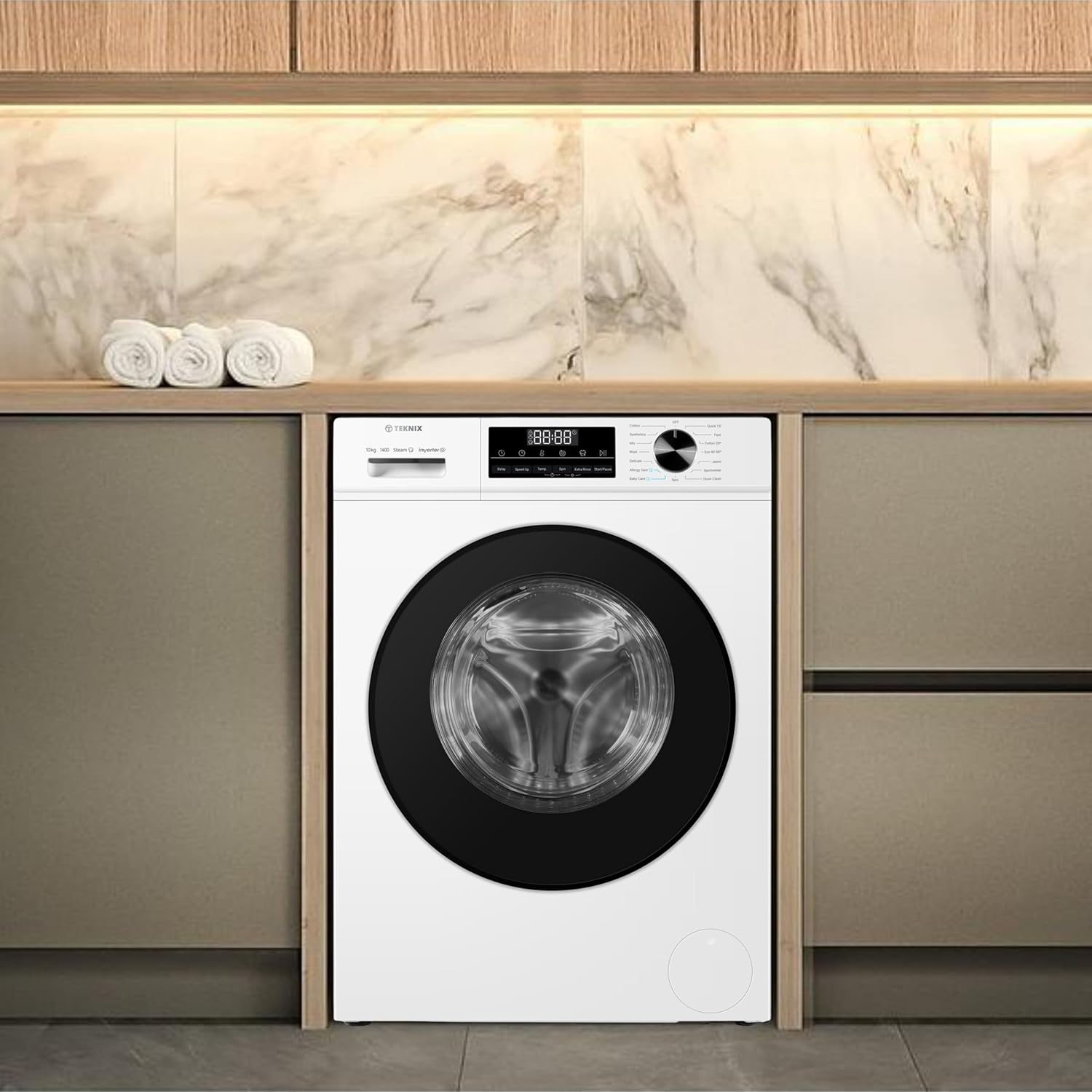 Teknix TK3W1014XW - White 10KG Washing Machine - 1400 RPM - A