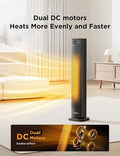 Midea MHF202RSBPK - Black 2000W Ceramic Tower Heater - 75° Oscillation - 24-Hour Timer