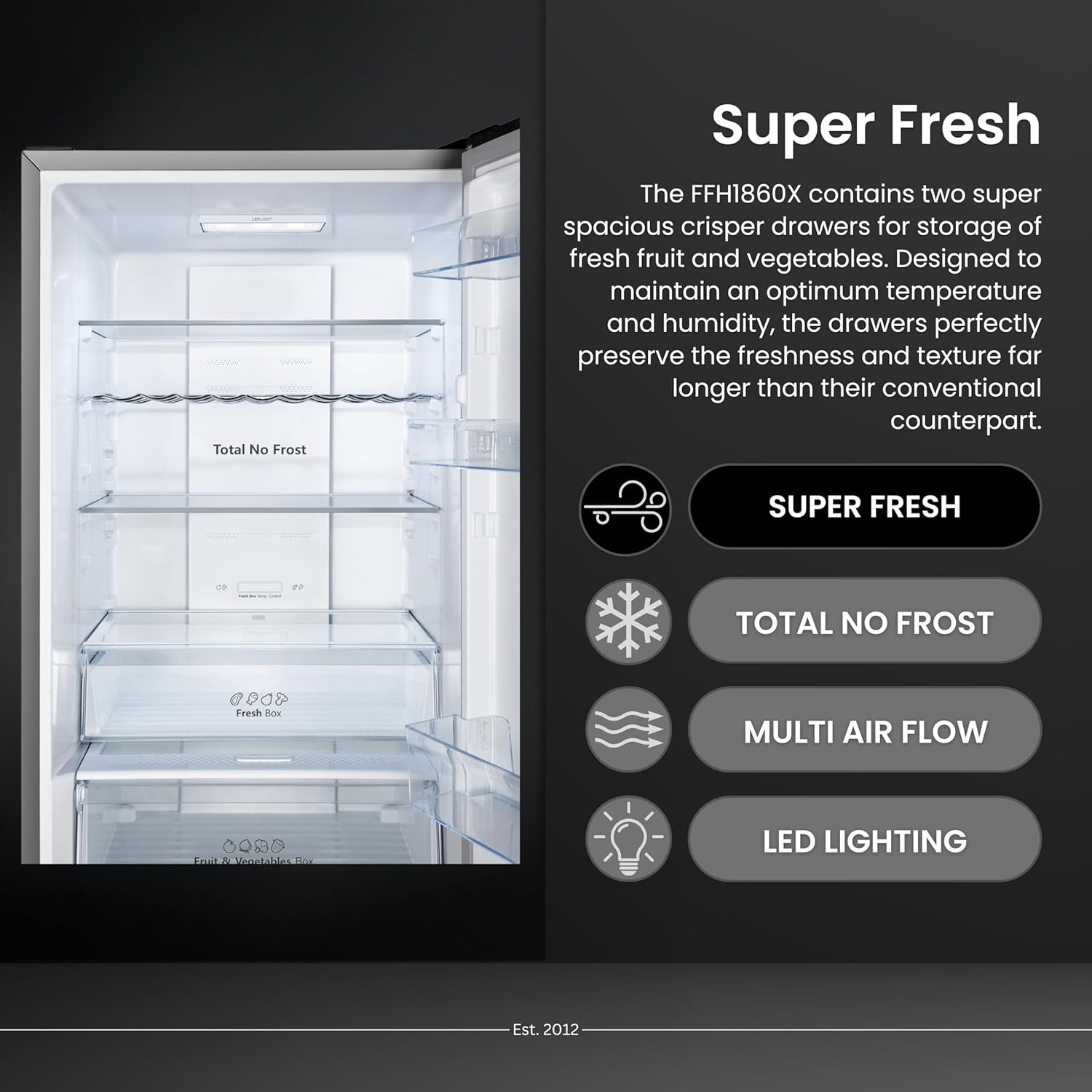 Teknix FFH1860X - Stainless steel Freestanding 60/40 Frost Free