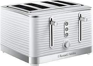 Russell Hobbs 24380 - White 4 Slice Toaster - Extra Wide Slots - 6 Browning Levels