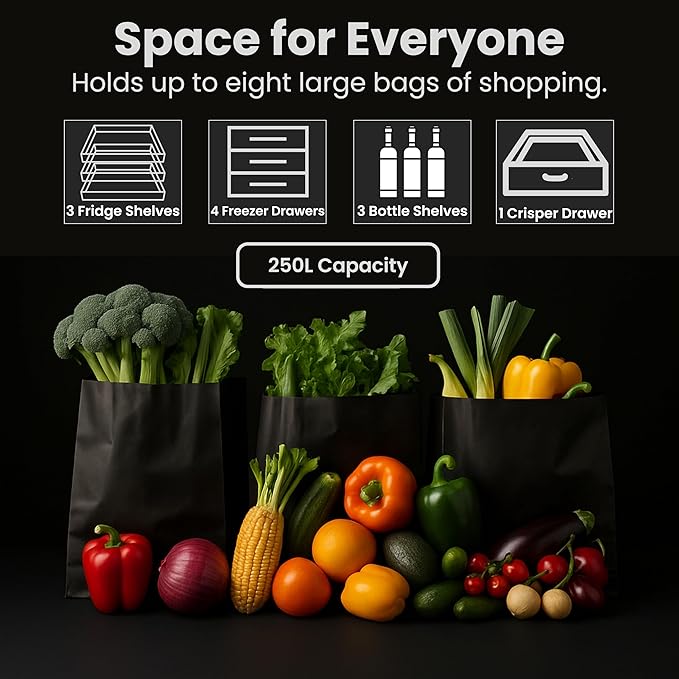 Teknix STF1725B - Black Fridge Freezer - 55cm Width - E Energy Rating